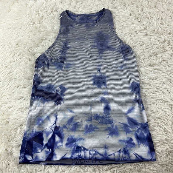 Lululemon Swiftly Tech High Neck Racerback Tank 2.0 Shibori Stripe True Navy - Picture 1 of 3